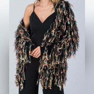 WOW Couture TASSEL OPEN FRONT CARDIGAN SWEATER Sz L Women